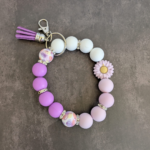 Purple Daisy Wristlet Keychain