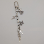 Schlüsselanhänger Engel & Kreuz Silber – Religiöses Motiv