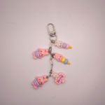 Schlüsselanhänger Polymer Clay Häschen & Eis Rosa 🐰🍦