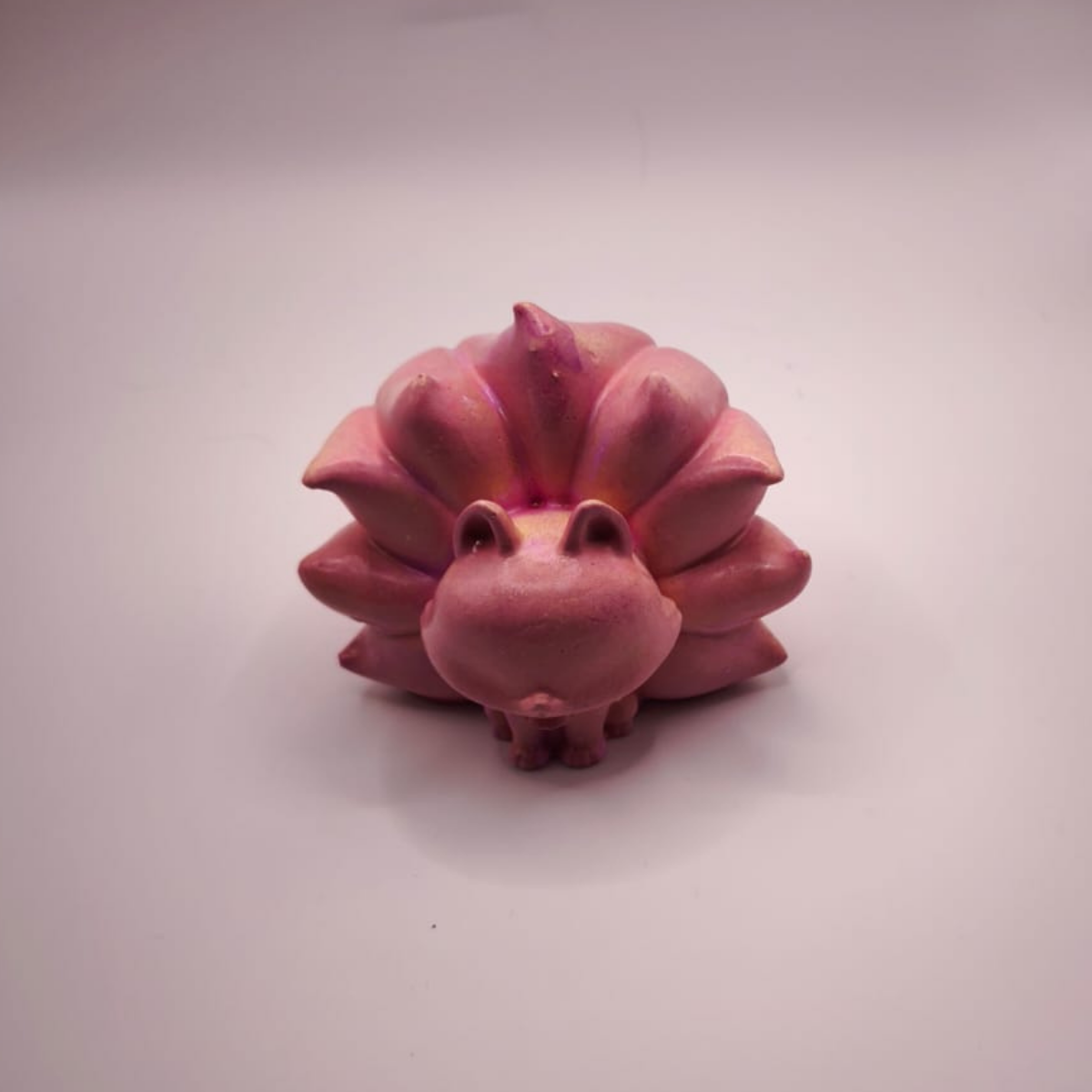 Gipsfigur 9 schwänziger Fuchs Rosa handgefertigt & Handbemalt 🦔🌸