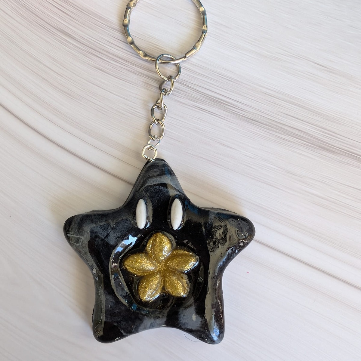 Dark Star Flower Worrystone 🌸🖤 Schlüsselanhänger