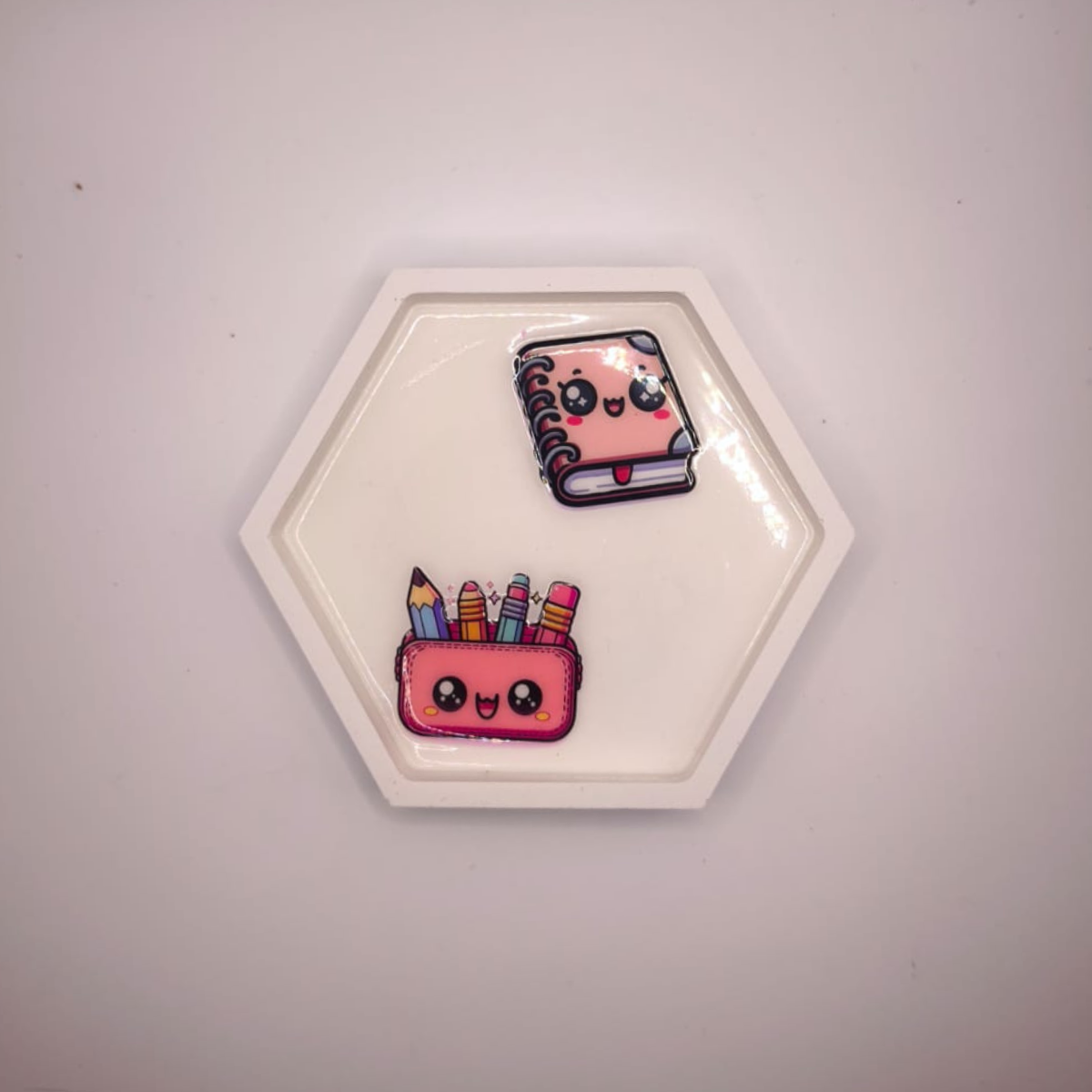 Gips Untersetzer Kawaii Schule Hexagonal