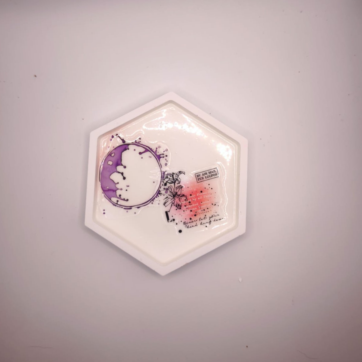 Gips Untersetzer Aquarell Blumen Hexagonal