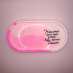 Gips Untersetzer Spruch Träume Oval Pink