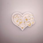 Gips Untersetzer Herz Gold Blumen