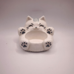 Gips Aufbewahrungsbecher Katze weiß