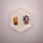 Gips Untersetzer Kawaii Kaffee Hexagonal ☕