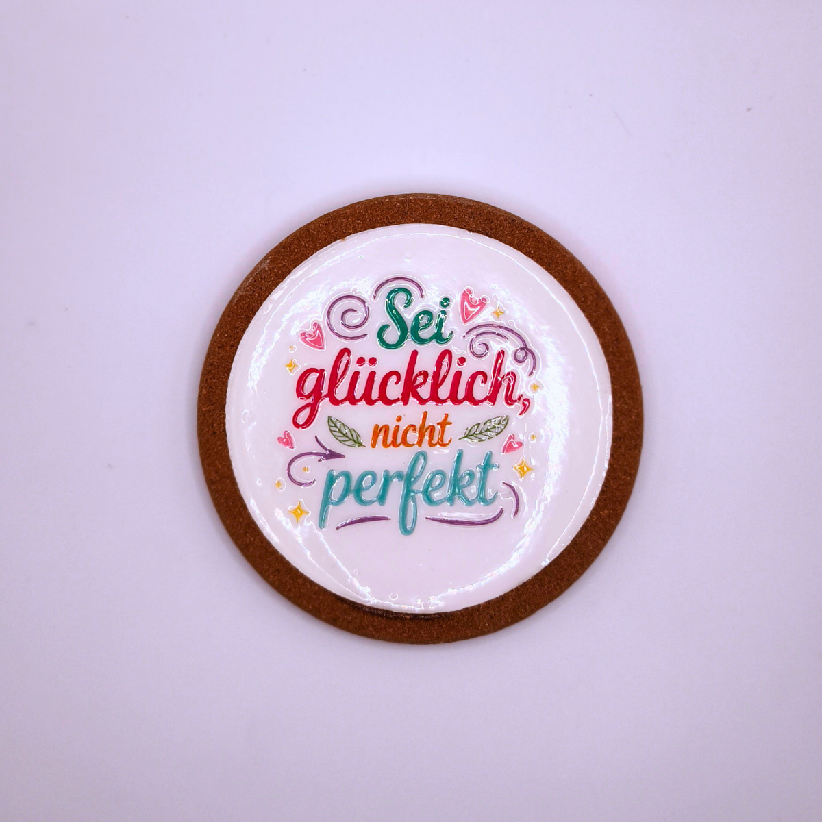 Gips Untersetzer Spruch „Sei glücklich, nicht perfekt“