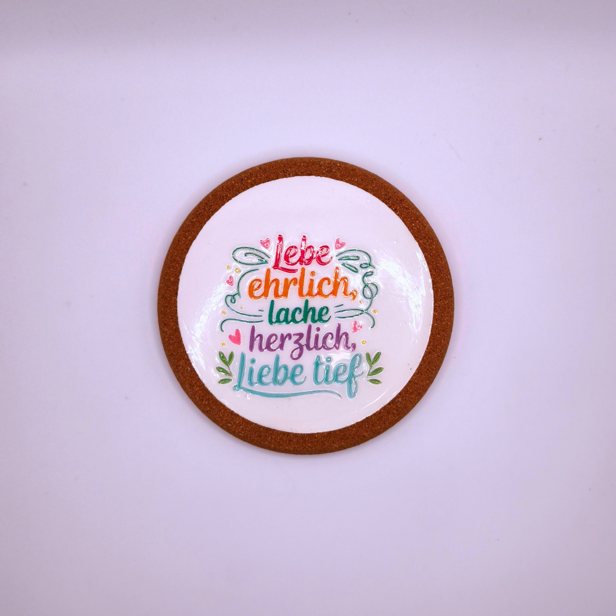 Gips Untersetzer Spruch „Lebe ehrlich, lache herzlich, liebe tief“