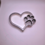 Gips Ringschale Herz mit Pfote Silber